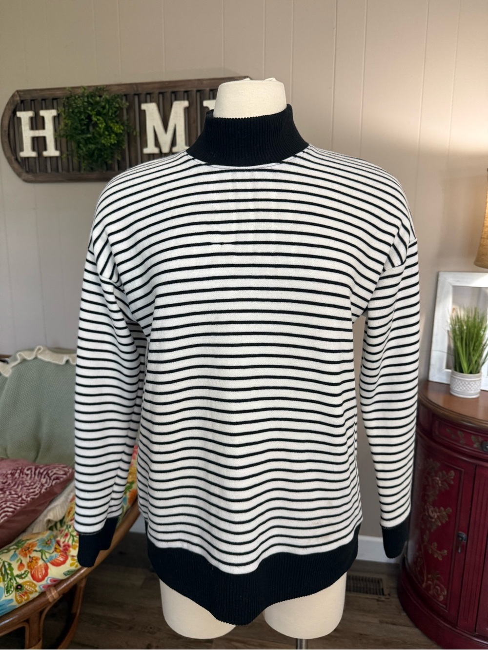 Evereve • Striped Mock Neck Sweater